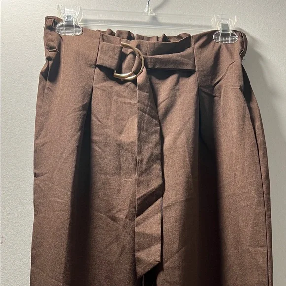 SHEIN Men's Chocolate Belted Dress Pants - Picture 2 of 7